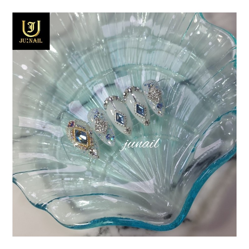 ❣High quality Blue emerald nail tip - Long round /