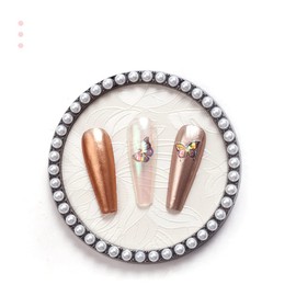 SUKPSY - Paleta de resina para decoración de uñas, soporte redondo con incrustaciones de diamantes de imitación, paleta de pintura de uñas, paleta de esmalte de gel, colores para mezclar palet (blanco)