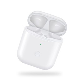 Jinstyles Charging Case Replacement for AirPods 1st & 2nd Generation - Wireless Charger Case with Bluetooth Pairing Sync Button - White