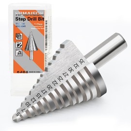 HPMAISON HSS 4341 Step Drill, 10 mm 3-Flat Shank High Speed Steel Step Drill (Diameter 5-35 mm, 13 Steps) for Metal, Wood, Plastics, Professional HSS 4341 Taper Drill Sheet Metal Drill
