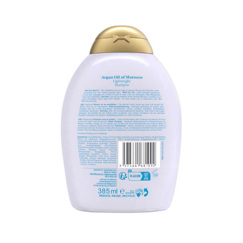 Ogx Argan Oil of Morocco Lightweight Shampoo 385ml