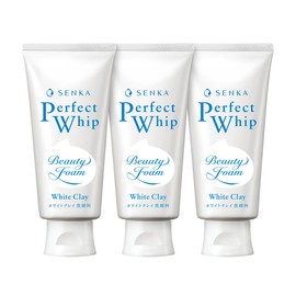 Senka Perfect Beauty Foam Cleansing Foam x 3 White Clay Slightly Acidic Calming Cica Collagen in White Clay / 센카 퍼펙트 뷰티폼 클렌징폼 x 3개 화이트 클레이 약산성 카밍 시카 콜라겐 인 화이트 클레이