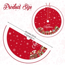Maasechs 48 Inch Christmas Tree Skirt Xmas Tree Mat Double Layer Large Snowflake Tree Skirt Decor for Winter Holiday Party Indoor Outdoor Christmas Tree Decorations(Red,Train)