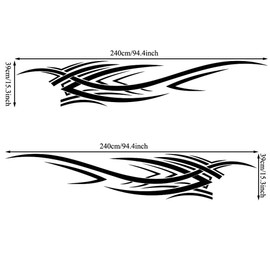 Leasinder 2Pcs 94.4'' Universal Flame Graphics Car Auto Body Side Sticker Racing Sports Self-Adhesive Side Strip Decal Decoration Accessories for Truck SUV Off-Road Vehicles (Style2 Black)