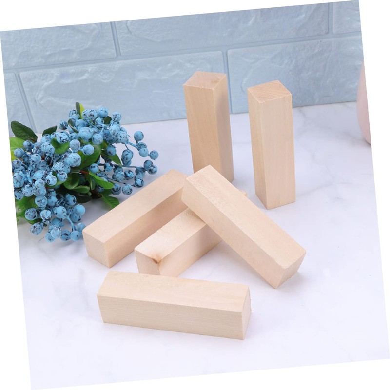 jojofuny 10pcs Natural Basswood Craft Blocks for DIY Projects Smooth