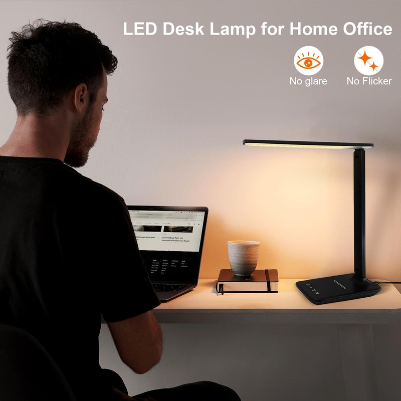 karidi LED Desk Lamp Dimmable Table Lamp with USB Charging