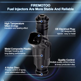 FIREMOTOO Fuel Injectors Pack of 6 4 Holes Compatible with Chevy Equinox LS LT 2005-2009 LTZ 2008-2009 for Pontiac Torrent Base 2006-2009 V6 3.4L