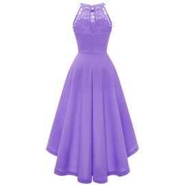 Bbonlinedress Women Hi Lo Prom Dress for Teens Women Cocktail Formal Wedding Bridesmaid Summer Dress Lavender L