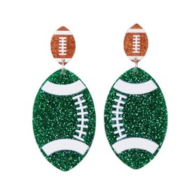 Game Day Earrings for Women Football Touch Down Letter Statement Earrings Cheer Accessories Football Dangle Earrings Decor (Football-Green)