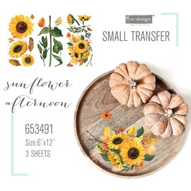 Redesign with Small Transfers Sunflower Afternoon 3 Sheets,6"x12" 655350653491Small T valentine gifts,Easter Day decorations,Kids gifts,mother valentines day gift