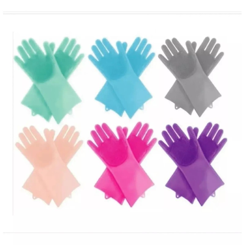 Misorel Guantes Lava Trastes De Silicon Practico Multiusos Colores