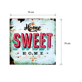 LB H&F Tin Sign Metal Sign Nostalgia Retro Home Sweet Home Turquoise 30 x 30 cm Large (Home)