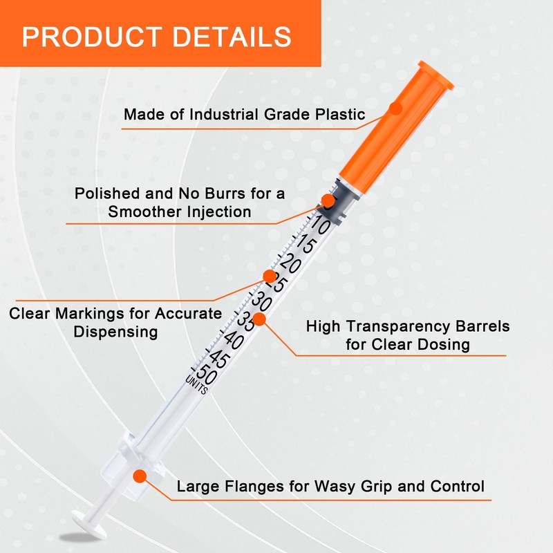 0.5ml Syringe, 31Gauge 8mm Lab Dispensing Syringe, Individual Wrapped Dispensing