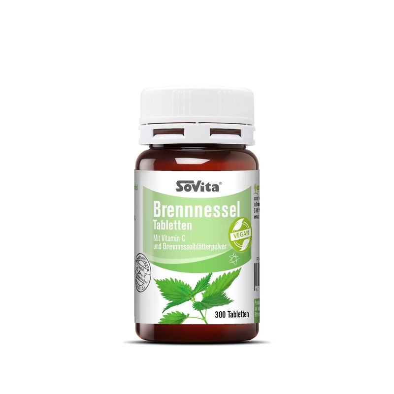 Sovita Nettle Tablets with Vitamin C, High Dose Dietary Supplement,