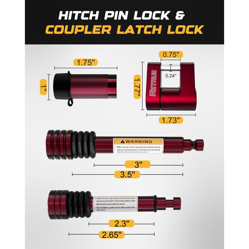 RETRUE Keyed Alike Trailer Lock Set Tow & Store Lock
