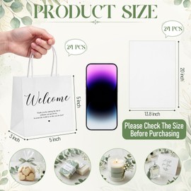 Silkfly 24 Pack Mini White Paper Gift Bags with Handles 5x5x3 Inch