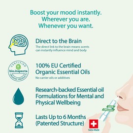 Aromatherapy Nasal Inhaler [Swiss Made] Organic Essential Oils Set Diffuser [ Portable Aromatherapy Stick] (6pcs All Star Pack (6 Kinds))