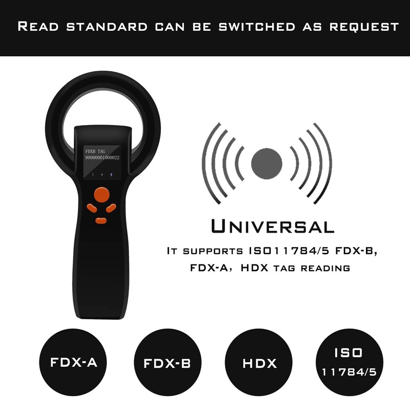 Smoostart Universal Pet Microchip Scanner, FDX-A/FDX-B/HDX Pet Dog Microchip Reader