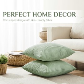 Softalker Cushion Cover, 50 x 50 cm, Green, Fluffy, 2 Pieces, Cushion Covers, Sofa Cushion Covers, Decorative Cushion, Couch Cushion Covers, Aesthetic Decoration for Sofa, Living Room, Bedroom, Bed,
