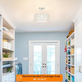 Lxybcce Chrome Crystal Ceiling Light Fixture - Modern Semi Flush Mount Ceiling Light for Hallway, Kitchen Lighting Fixtures Ceiling, Dazzling Prism Chandelier for Foyer Closet Bedroom, 3 Light, 12 in