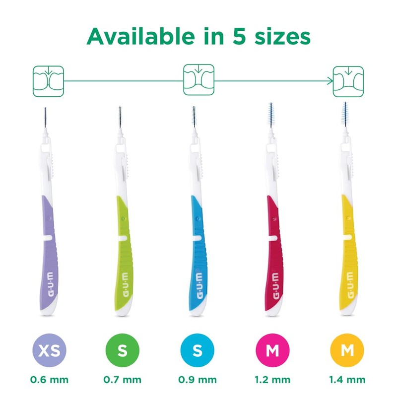 GUM BI-DIRECTION Two-Angle System Interdental Brushes, 90 Degree Positioning, Teeth