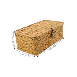 WHAMVOX Seagrass Woven Storage Bins Rustic Desktop Basket Sundries Organizer for Home