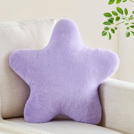 CANGHI Star Pillow 19.6" Purple Star Shaped Decorative Throw Pillow for Couch Bed Aesthetic Plush Floor Seating Cushions with Soft Faux Rabbit Fur for Sofa Bedroom Living Room