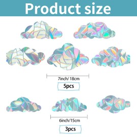 Pack of 8 Suncatcher Stickers, Prism Window Stickers, Large Cloud Shape Prism Window Stickers, Rainbow Window Stickers, Bird Protection for Windows, Rainbow Window Stickers