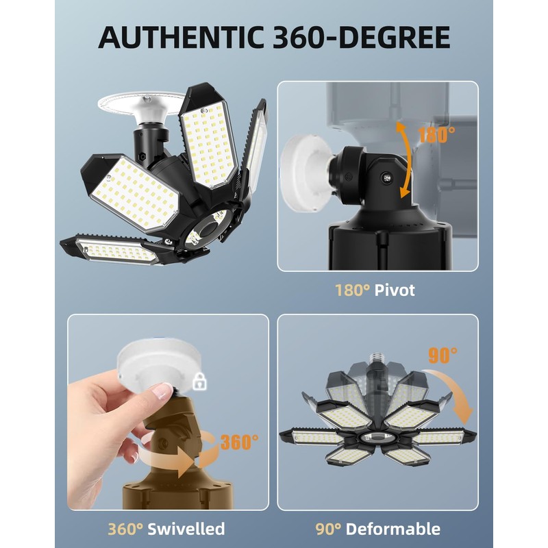 Adiding LED Garage Light Rotatable, Bright Basement Shop Ceiling Bay