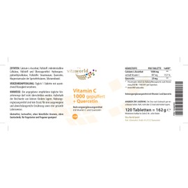 Vitaworld Vitamin C 1000 Buffered + Quercetin, High Dose with 897 mg Pure Vitamin C per Tablet, 20 mg Naturally Derived Quercetin per Tablet, 120 Tablets