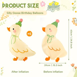 Gejoy 6 Pcs Silly Goose Balloons Baby Shower Birthday Party Decorations One Silly Walking Goose Balloons for Farm Themed Party Photo Props