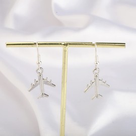 FUSTMW Airplane Earrings Aircraft Pendant Flight Attendant Jewelry Pilot Gifts for Aviation Traveler Airline Worker Gift (Silver)