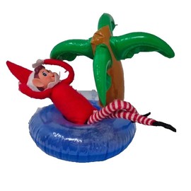 Decsee Elf Inflatable Rubber Ring - PALM TREE - Float Prop Accessories Props Ideas Joke Christmas Decoration