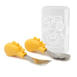 palm grasp spoon & fork giraffe with case