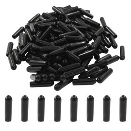 Cjueiom 120pcs Black Rubber End Caps, 3mm / 1/8 inch ID Round Rubber Protectors, Vinyl Bolt Covers for Screws, Tubes, Cables, Wires, Cyling