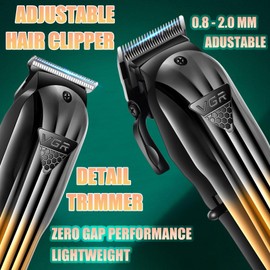 VGR 644 Hair Clippers for Men Professional, Cordless Beard Trimmer & Electric Razor Shavers for Men, Rechargeable 3 Piece Barber Hair Cutting Kit LED Display Men's Grooming Kit