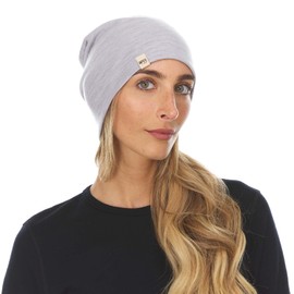 100% Merino Wool Ridge Cuff Beanie - Unisex Warm Winter Hat - Ash Gray