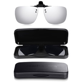 Clip On Sunglasses, Fits Over Most Glasses with Easy Attachment, Polarized UV Protection, Flip-Up Rimless Lightweight Lenses. Read Optics