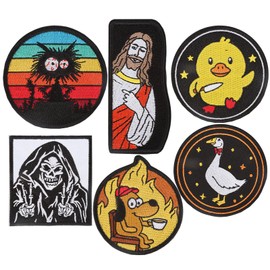 6Pcs Funny Patches with Hook and Loop Cute Tactical Morale Patches Embroidered Military Patches for Backpacks, Vests, Jackets, Lunch Bags, Hats, Dog Harness