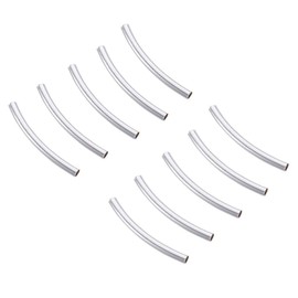 100pcs Curved Noodle Tube Spacer Beads 25mm Sterling Silver Plated Brass for Jewelry Craft Making CF199