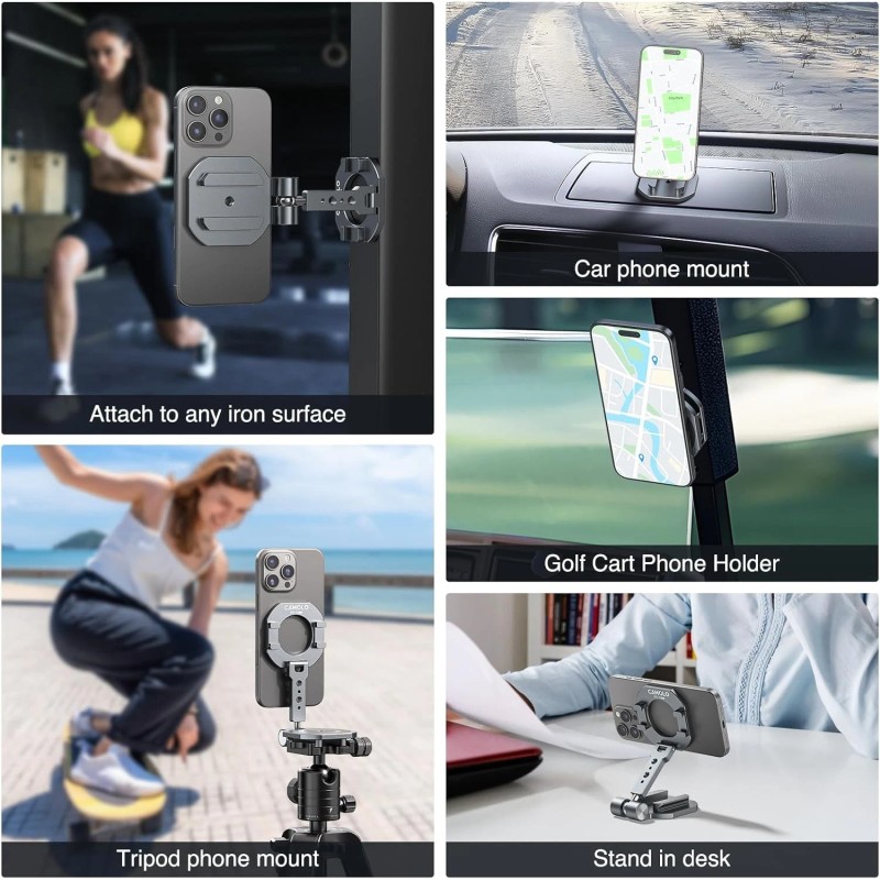 CAMOLO Dual Magnetic Phone Holder 1/4"-20 Tripod Mount Compatiable with