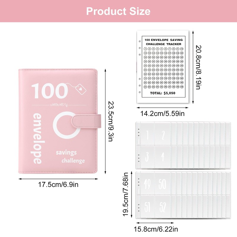 Money Saving Budget Planner, 100 Envelope Challenge Binders, A5 Budget