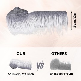 Plush Precut Strips Faux Fur 5 x 180 cm Faux Fur Crafts Sold by the Metre Fur Fabric Fluffy Plush Craft Fur for Gnome Beard Santa Claus Hair Gnome Cosplay DIY Craft Decoration (Frost Grey)