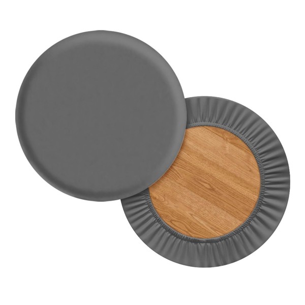 Wanyint Gray Print Round Stool Slipcover High Stretch Bar Stool