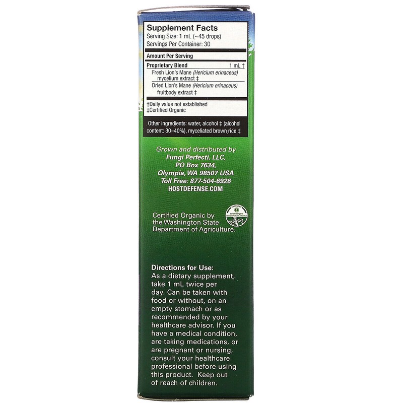 Fungi Perfecti Host Defense Lion's Mane Extract, 1 Fluid Ounce