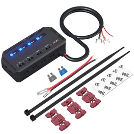 Kriogor 12V Car Fuse Box with Relay, 12V Motorcycle Fuse Relay Box Quick Wiring 4-Way Fuse Holder with Indicator Lights & 2/3/5A Fuse for Motorcycle,Cars,Headlights,Navigation,Phone Holder,Car Charger