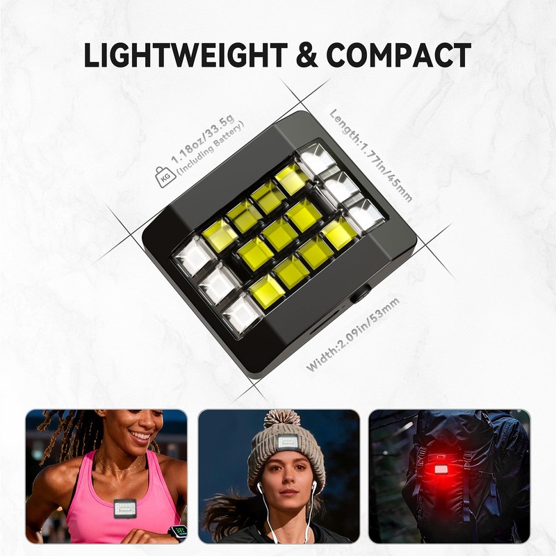 Fymblin Running Lights for Runners, Clip on Flashlight, Rechargeable LED