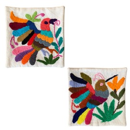 Two Sisters | Juego de 6 Portavasos, Variados Dibujos Bordado a Mano Auténtico Artesanal Original de Tenango México. 11 x 11 centímetros cada uno. Multicolor. (Multi)