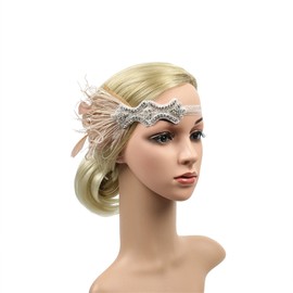 Lovfingu Great Gatsby 1920s Accessories Flapper Headbands for Women with Feathers for Crafting Vintage Party Headpiece C59-Pink