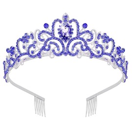 Crystal Rhinestones Wedding Tiara with Comb for Bridal Wedding Princess Queen Coronation Birthday Party Silver Crown Girl and Women Carnival Party Holiday Celebration for Adults
